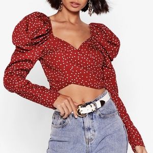 Polka Dot Sleeve Crop